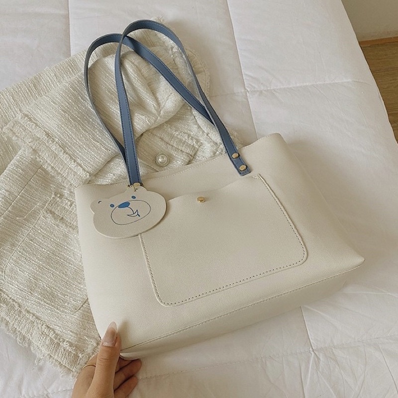 Túi công sở size to đi học, đi làm đựng được nhiều đồ tặng kèm móc gấu (giá sỉ)