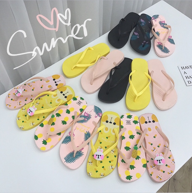 Korean version of the cartoon clip foot anti-cool slippers female