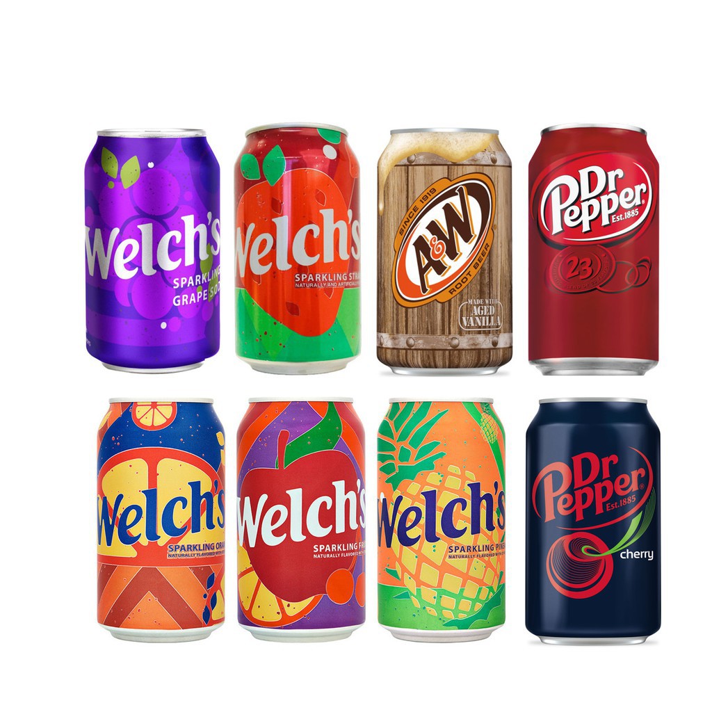 NƯỚC NGỌT MỸ WELCH'S NHO DÂU DỨA FANTA SHASTA XÁ XỊ A&W
