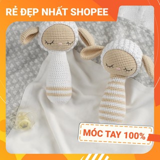 [FREESHIP+💯HANDMADE] Lục lạc cầm tay Con cừu, móc tay 100% từ len chất lượng cao, an toàn tuyệt đối cho bé tập cầm