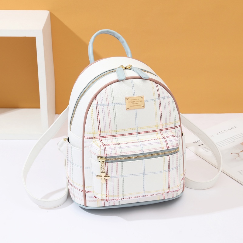 Balo da PU CHUWANGLIN kẻ sọc caro thời trang cho nữ