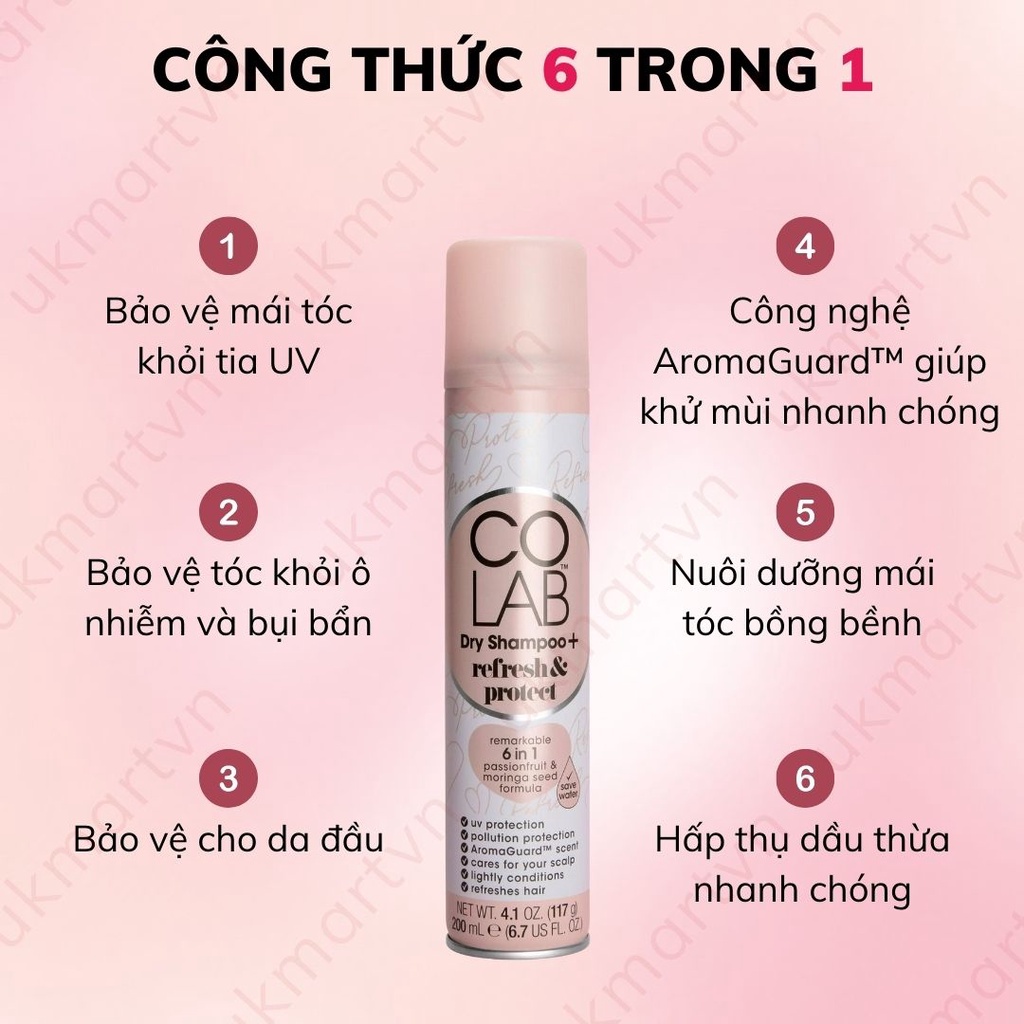 Dầu Gội Khô COLAB UK 200ml Dưỡng Tóc Sạch Bồng Bềnh Vào Nếp Sau 5 Giây | BigBuy360 - bigbuy360.vn