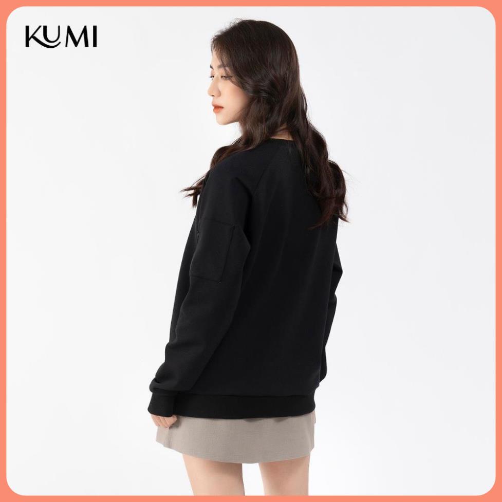 Áo Nỉ Nữ Có Túi Khóa Tay Chất Nỉ Bông Cao Cấp Kumi, Áo Nỉ Sweater Nữ Basic Thời Trang Trẻ Trung Năng Động 2 Màu Đen-Ghi | BigBuy360 - bigbuy360.vn