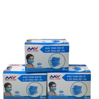 Khẩu trang y tế  Minh Vượng 4 lớp cao cấp không xù lông, đau tai hộp 50 cái