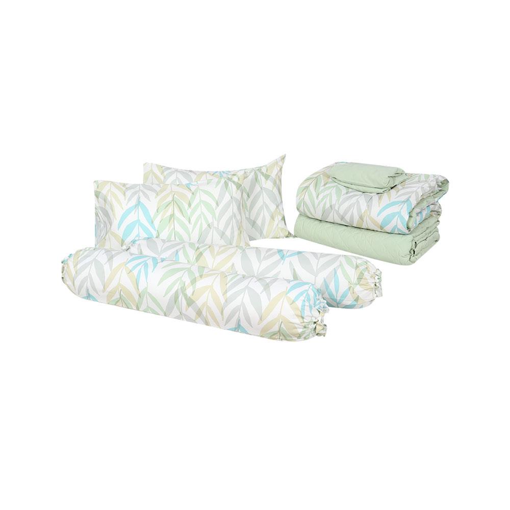 HomeBase HLS Bộ chăn ga giường 6 món bằng Microfiber SEASON W183xD31xH198 Cm màu xanh lá