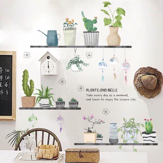 Decal dán tường trang trí gia đình: Bình hoa, chậu cây GN45