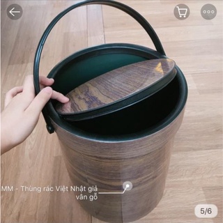 Thùng rác nhựa giả vân gỗ nắp lật 8036