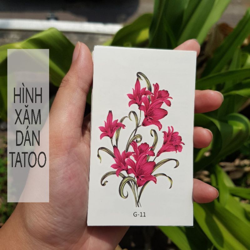 Hình xăm bụi hoa g11. Xăm dán tatoo mini tạm thời, size &lt;10x6cm