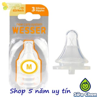 Núm vú silicon Wesser cổ hẹp/ cổ rộng
