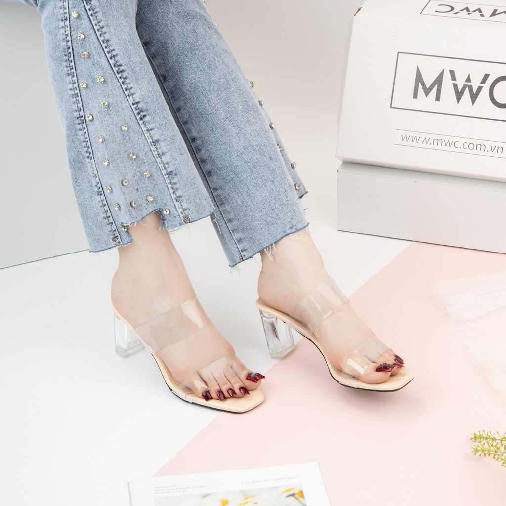 Guốc Cao Gót MWC Gót Thuỷ Tinh 7CM Quai Trong Trẻ Trung Thanh Lịch NUCG - 4122