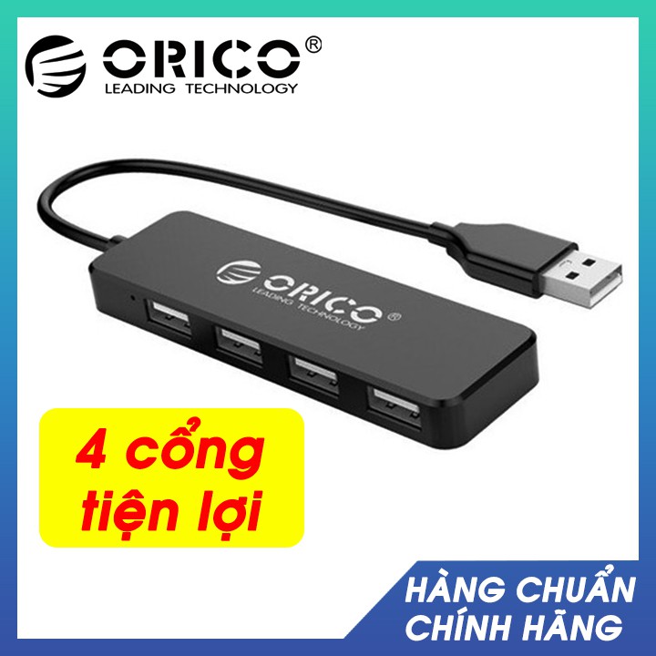Bộ chia USB 4 cổng ORICO USB 2.0 FL01, tích hợp kết nối USB/Chuột/Bàn phím/Máy tin/ Điện thoại/Laptop