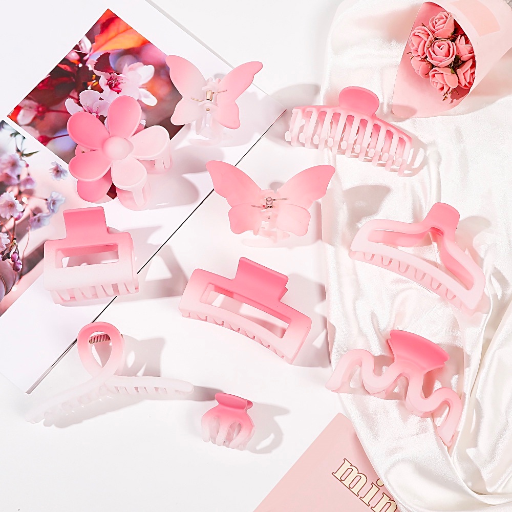 Kẹp càng cua Hàn Quốc, kẹp tóc nữ hoa anh đào hồng ombre hình bông hoa siêu dễ thương HP001