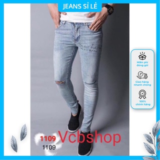 Quần jean nam rách gối  cắt lai phong cách Vcbshop