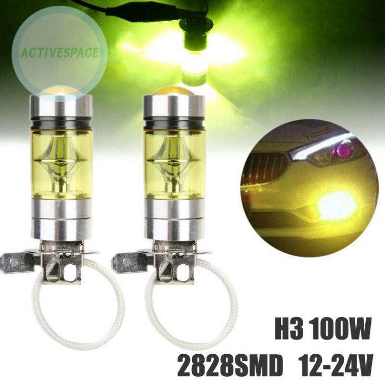 (thanh lý) Bộ 2 bóng đèn LED 12-24V 360° 4300K H3 100W 2828SMD hợp kim nhôm thay thế cho xe hơi | BigBuy360 - bigbuy360.vn