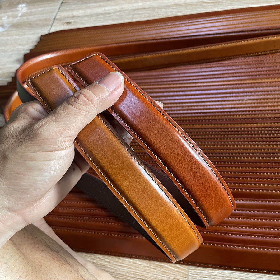 Dây Nịt Da Thắt Lưng Nam Nữ Da Bò Cao Cấp May Viền TMD10 Đủ Kích Thước Không Mặt Khóa