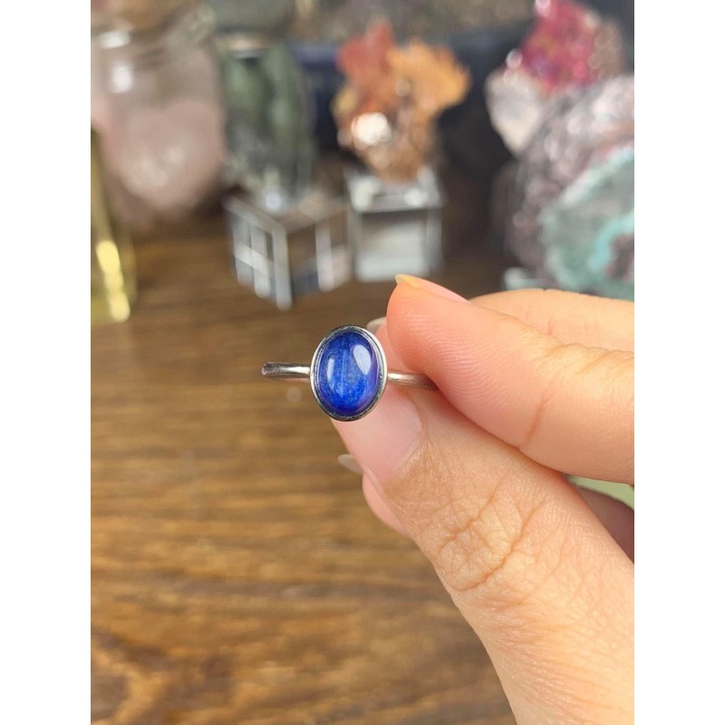 Nhẫn bạc đá Kyanite