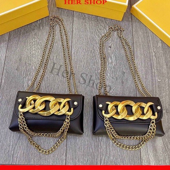 Túi xách nữ cầm tay đeo chéo giá rẻ thời trang xinh xắn dây xích bản to sành điệu mẫu mới 2021