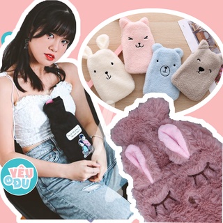 Bộ túi chườm bụng kinh dành cho nam tặng nữ bao nỉ hình gấu mềm ấm đổ nước - pag pag