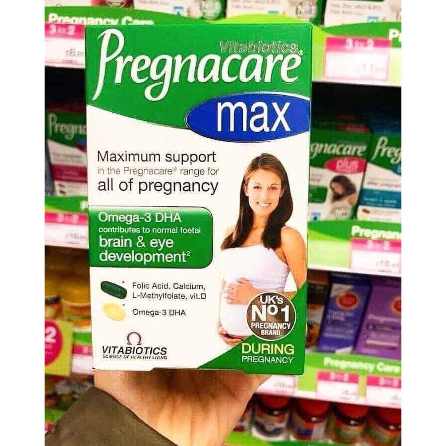 Vitamin tổng hợp PREGNACARE MAX, Anh (84 viên) bổ sung Vitamin C, D3, DHA, Axit Folic cho bà bầu, mẹ sau sinh