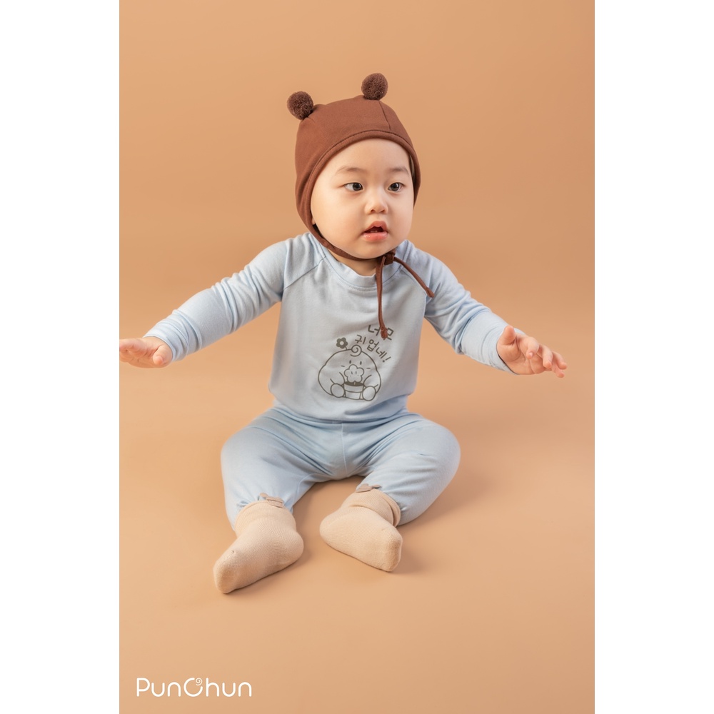 [PUNCHUN] Bộ quần áo dài tay cổ trụ cho bé Punchun xanh biển