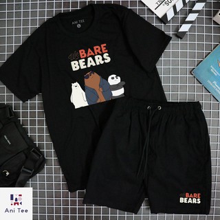 [UNISEX] Combo + Quần Short In Hình Gấu Cool Ngầu Kính Đen 100% Cotton Form Rộng