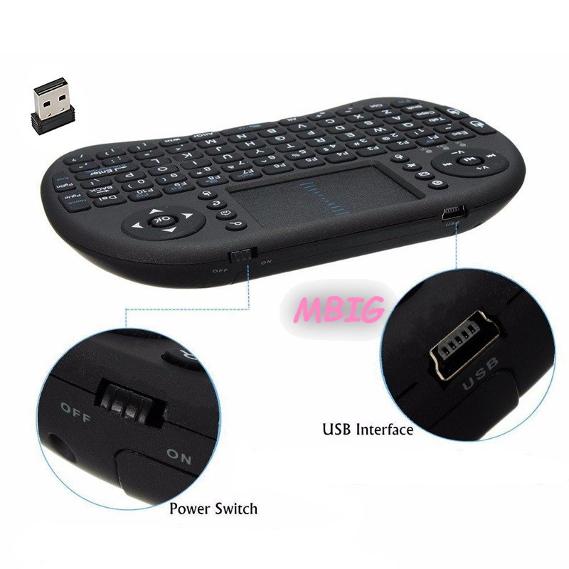 Bàn phím không dây mini có đèn nền BK8 kèm bàn di chuột cho PC Android/Google TV Box HTPC IPTV PS