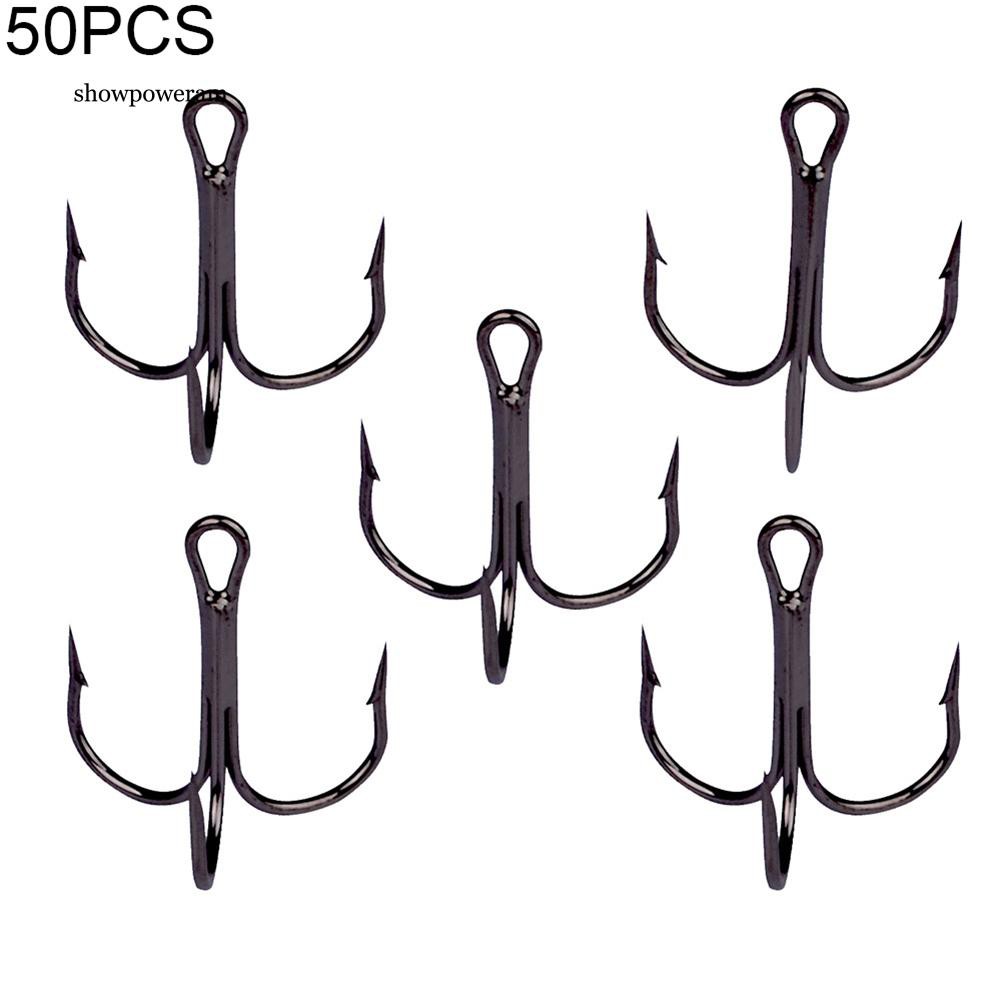 Set 50 Mồi Câu Cá Ba Lưỡi Bằng Thép Cacbon Chất Lượng Cao