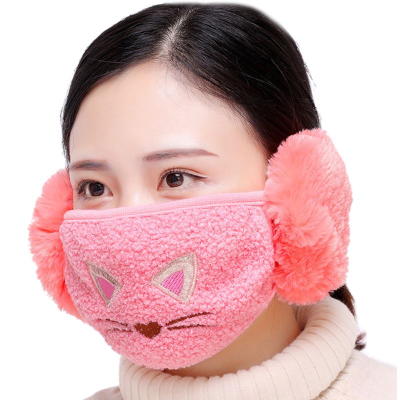 Bông Chụp Tai Chống Gió Bằng Vải Cotton Thêu Họa Tiết Hoạt Hình Dễ Thương