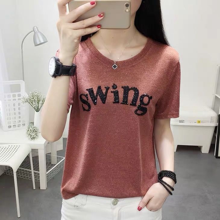 Áothun tay ngắn chất liệu lụa lạnh có size lớn dành cho phụ nữ trung niên