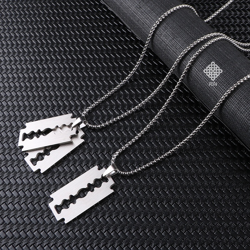 Mặt dây chuyền lưỡi lam, Phụ kiện trang sức Unisex cá tính thép không gỉ (titanium), trangsucmoiluatuoi.RIN