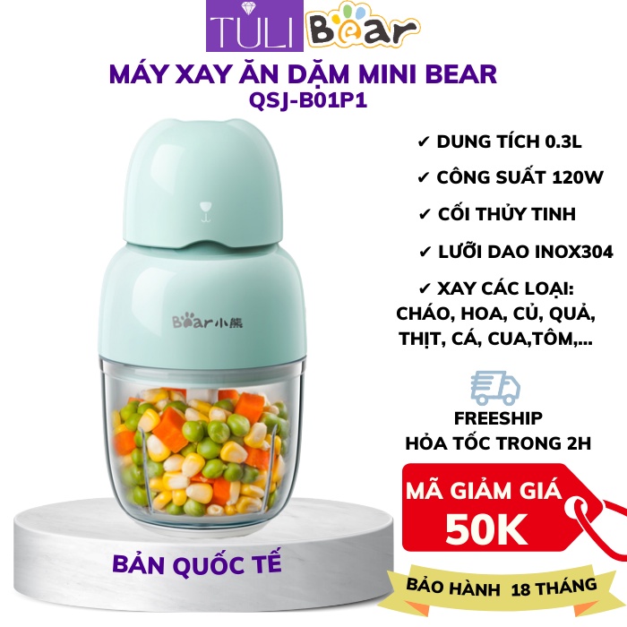 Máy xay thực phẩm cho bé Bear QSJ-B01P1 không mùi xay được đồ nong hàng Chính Hãng bảo hành 18 Tháng
