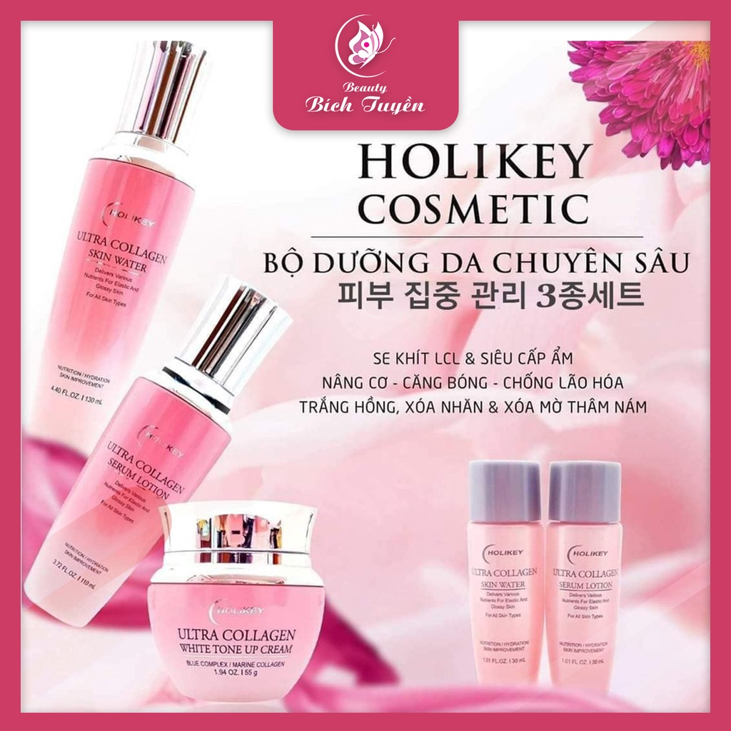 Bộ dưỡng da HOLIKEY Ultra HQ tinh chất Collagen tươi - Bộ chăm sóc da chuyên sâu hỗ trợ nám tàn nhang