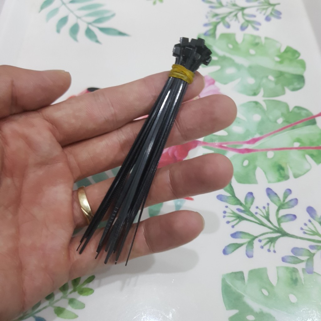 Dây thít nhựa 100mm màu đen, dây rút nhựa 10cm (túi 20 dây)