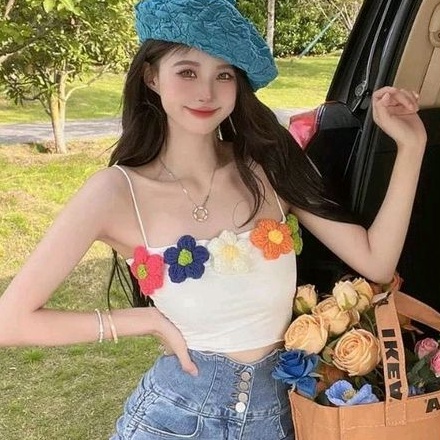 Áo 2 dây thêu hoa ngũ sắc Cao Cấp♥️