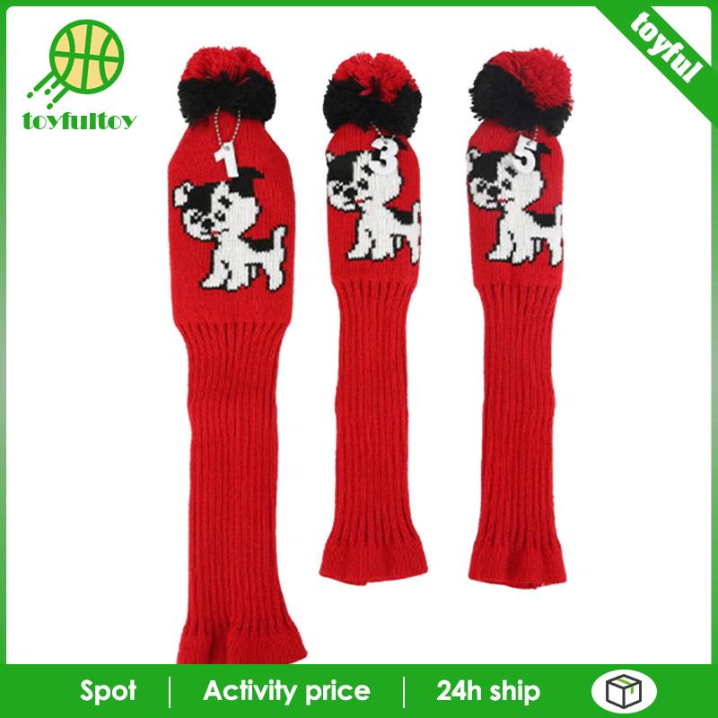 Set 3 Vỏ Bọc Đầu Gậy Đánh Golf Dệt Kim Mềm Mại Bảo Vệ Đầu