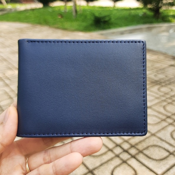 Bóp ví nam gập đôi mini dáng ngang nhiều ngăn da bò cao cấp nhiều màu