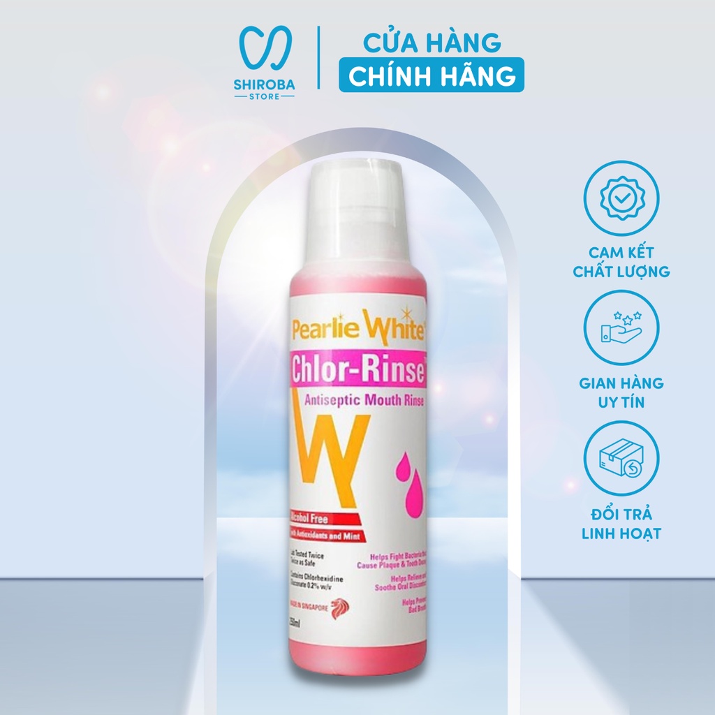 Nước súc miệng ngăn ngừa viêm nha chu nhiệt miệng và chảy máu chân răng Pearlie White 250ml Singapore