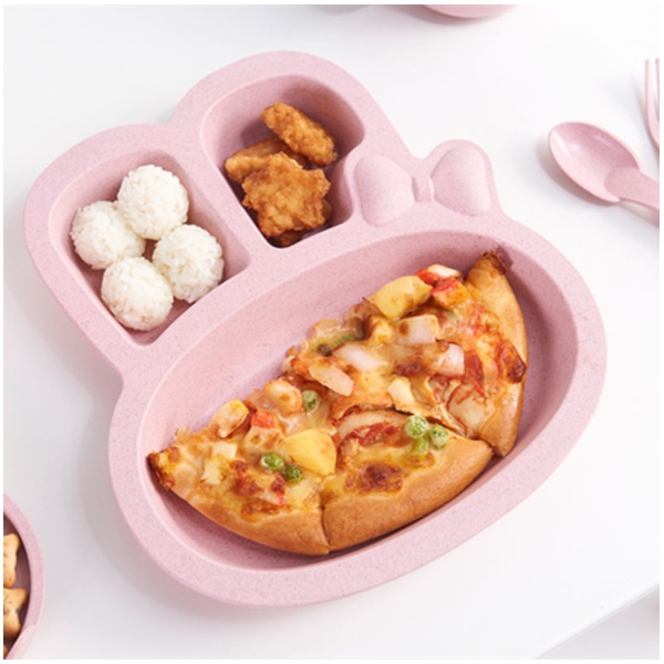 Khay ăn dặm cho bé - khay ăn cơm lúa mạch hình thỏ đáng yêu AD02 - Babybox