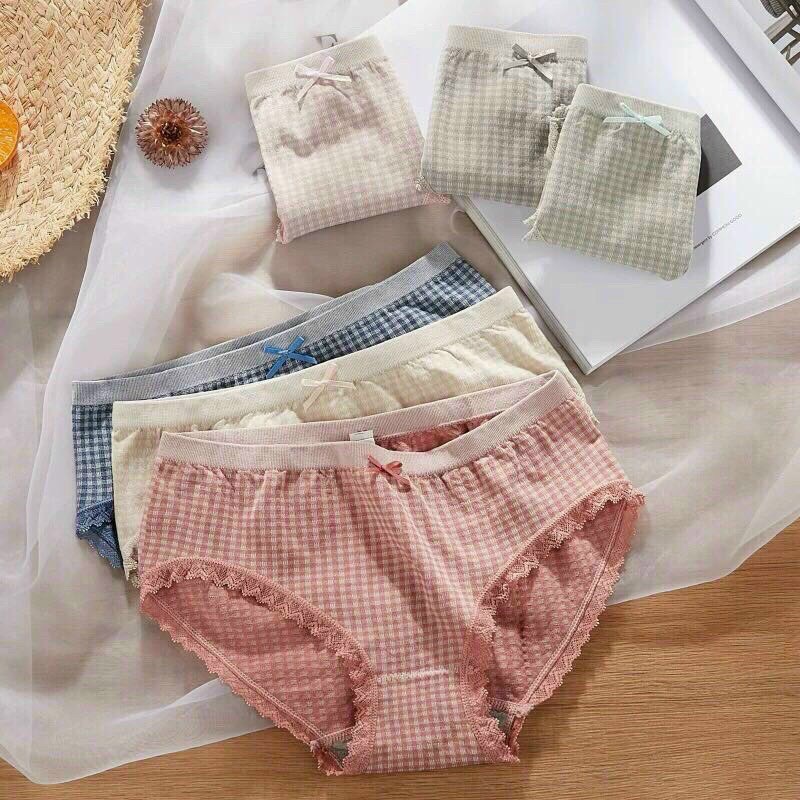 Set 5 chiếc Quần lót nữ xuất Nhật, quần chip nữ Cotton tăm co giãn 4 chiều | BigBuy360 - bigbuy360.vn