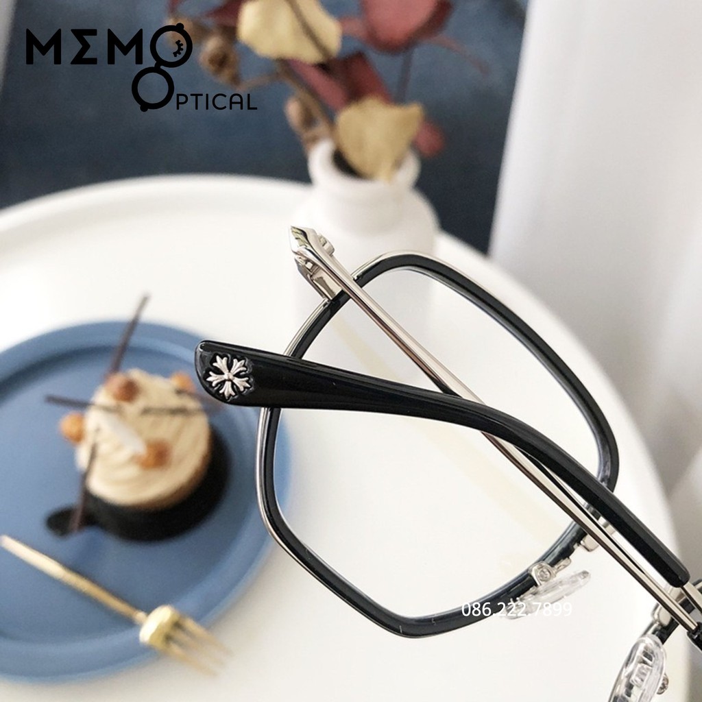 Gọng kính cận nam nữ thời trang phong cách Chrome Heart Lisa kim loại chắc chắn dễ đeo, màu sắc Đen, xám,Hồng _LISA520