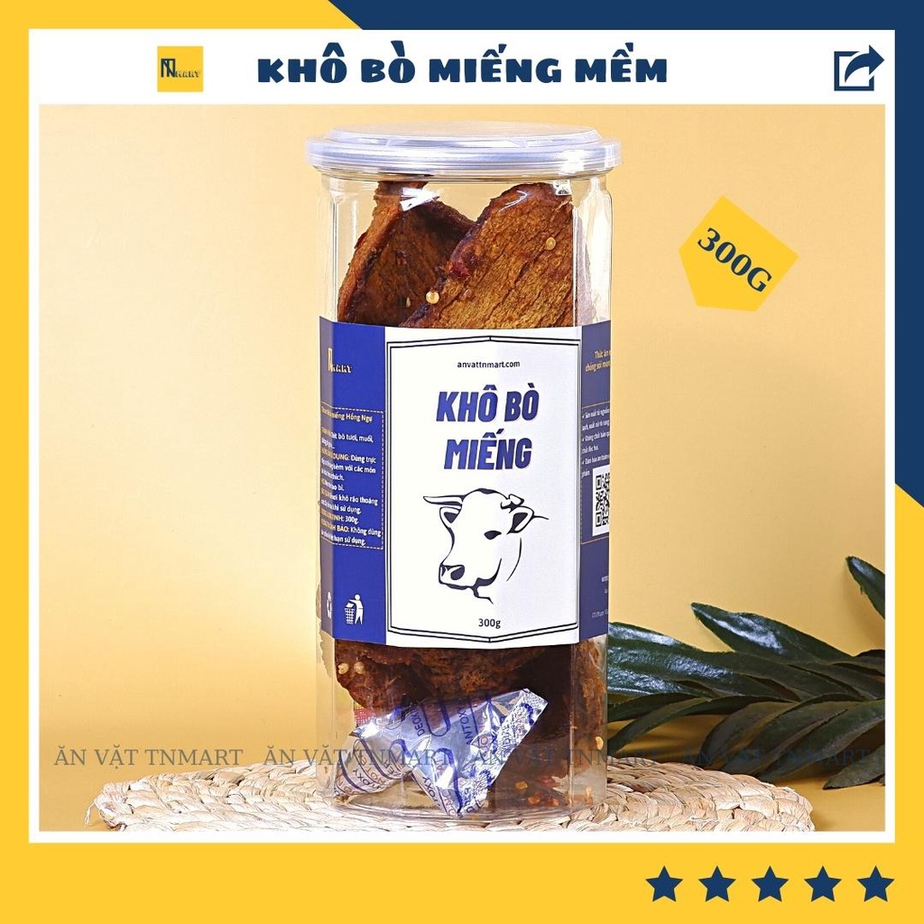 Khô bò miếng cao cấp Bò thật lon pet 300g TNmart đồ ăn vặt ngon rẽ | BigBuy360 - bigbuy360.vn