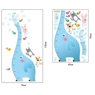 Decal đo chiều cao voi xanh phun nước