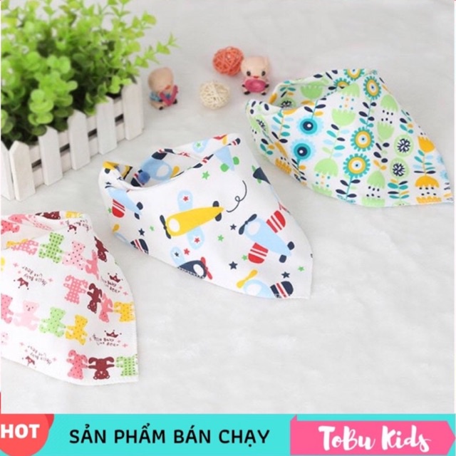 Yếm Cotton Quàng Cổ Cài Nút Bấm Cho Bé Trai Bé Gái Sl 1c (Giữ Ấm , Uống Sữa, Ăn Dặm)