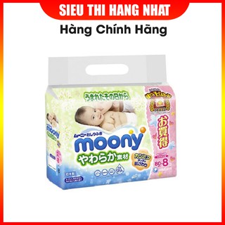 Combo 8 gói Giấy ướt Moony 80 tờ 99% nước tinh khiết