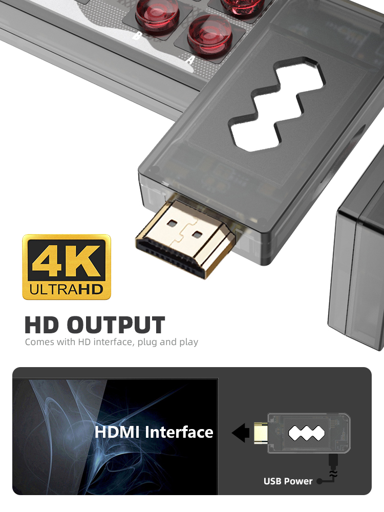 Máy Điện Tử 4 Nút Không Dây 2021 Xuất TV 4K HDMI 1400 + Trò Tặng Thư Viện Download Free Game