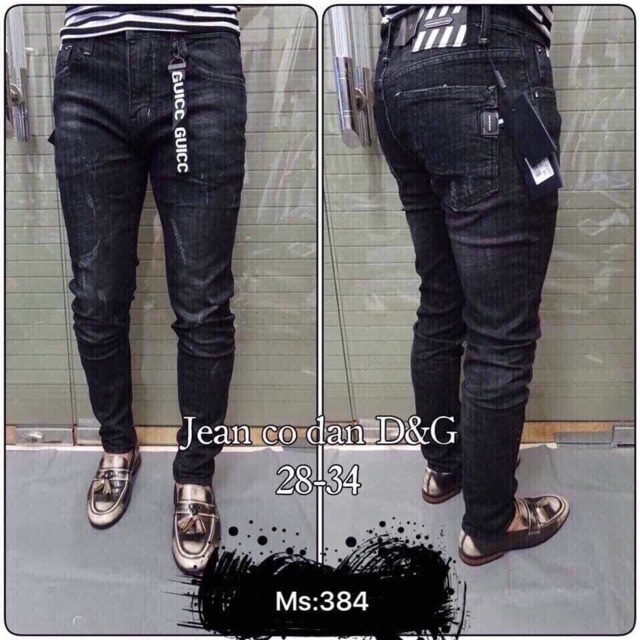Quần jean nam đen xước JN384
