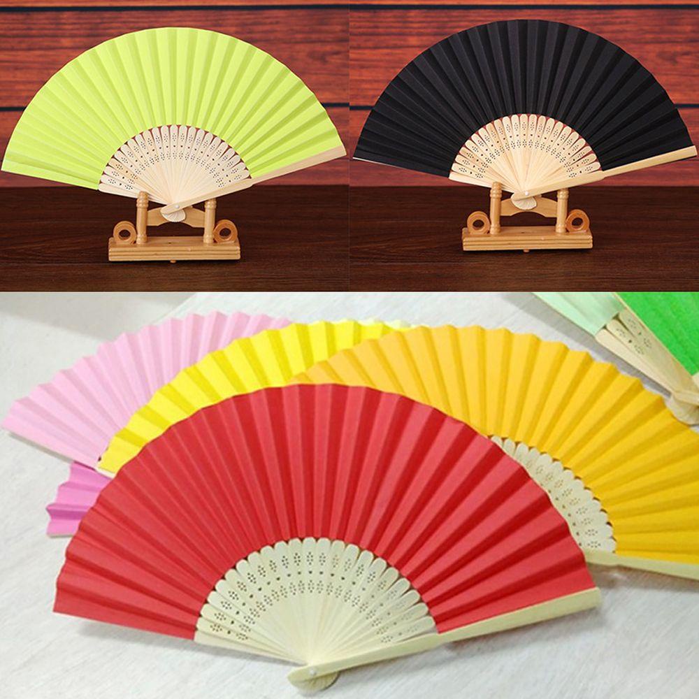 DANES Quạt Cầm Tay Bằng Tre 18 Màu Sắc Trơn Phong Cách Trung Hoa Dành Cho Nữ