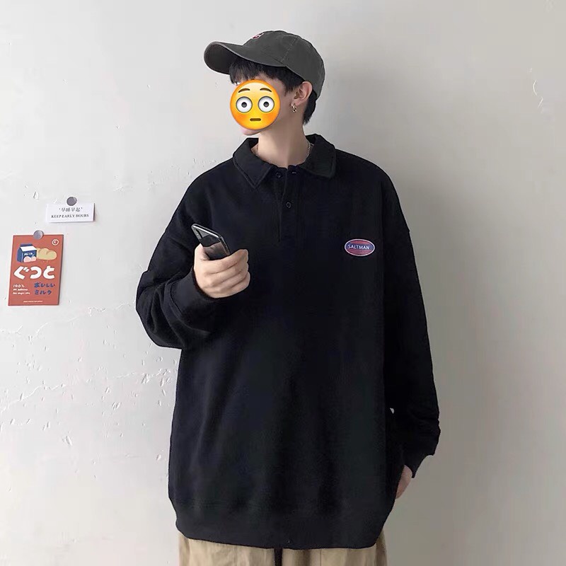 Áo thun polo dài tay form rộng  chất  dày dặn mặc mùa thu đông cổ polo thời trang phong cách Hàn Quốc cho nam và nữ