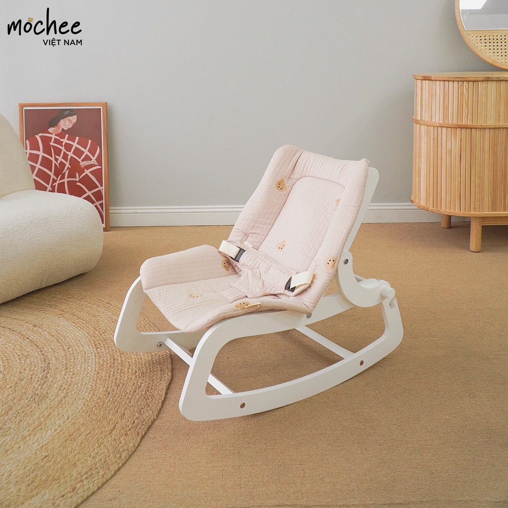 Ghế bập bênh cho bé Mochee Rocking Chair, ghế nằm rung trẻ em chất liệu cao cấp - Monnie Kids