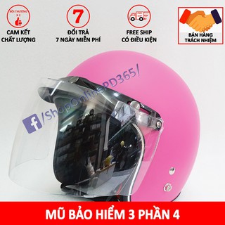 |13 MÀU| MŨ BẢO HIỂM 3 PHẦN 4 - CAO CẤP - THỜI TRANG - CÁ TÍNH - MÀU HỒNG
